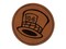 Mad Hatter Hat from Alice in Wonderland Round Iron-On Engraved Faux Leather Patch Applique - 2.5"
